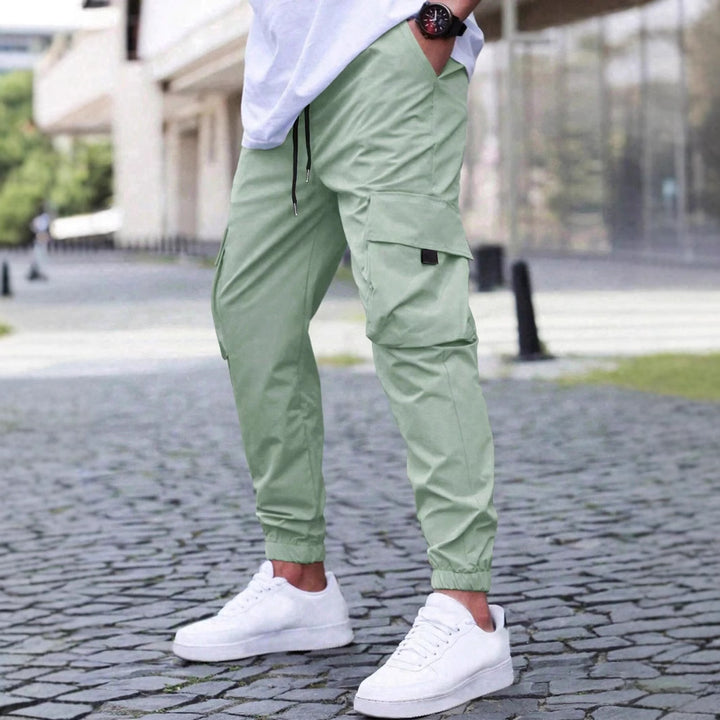 Herren praktische Cargo-Jogginghose mit elastischem Bund und mehreren Seitentaschen Aliams