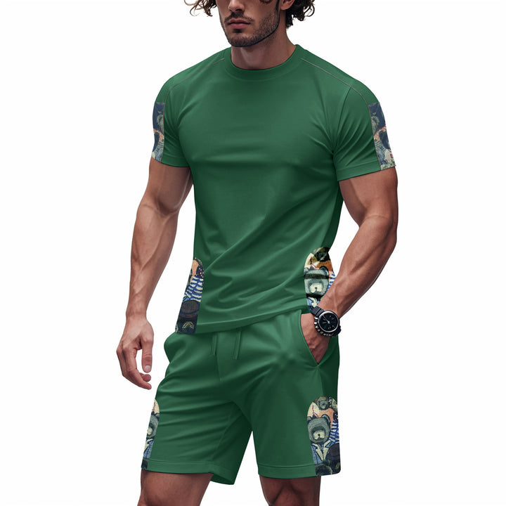 Herren sportliches Kurzarm-Set mit strukturierten Seitenelementen Aliams