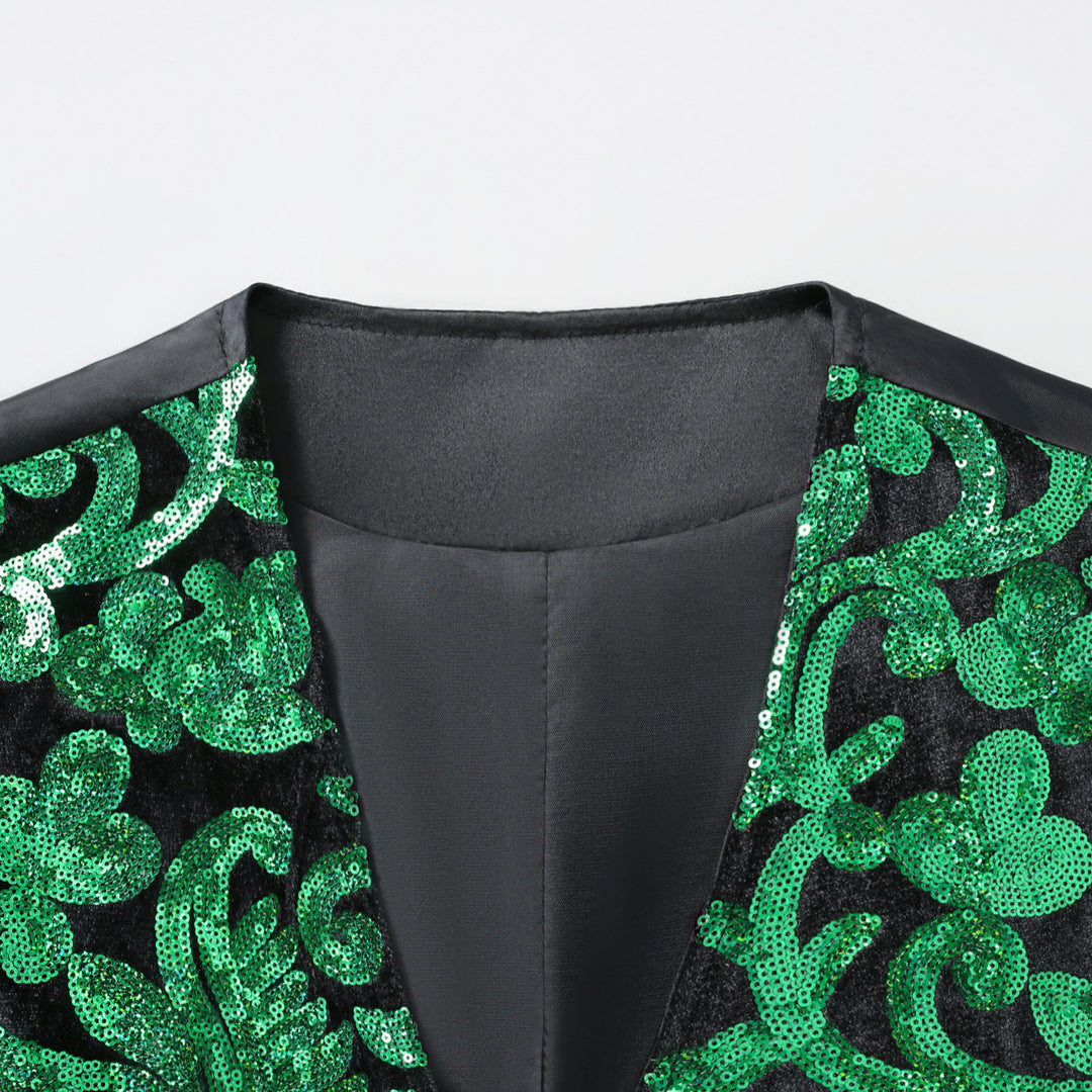 Herren elegante Pailletten-Weste mit floralem Design Aliams