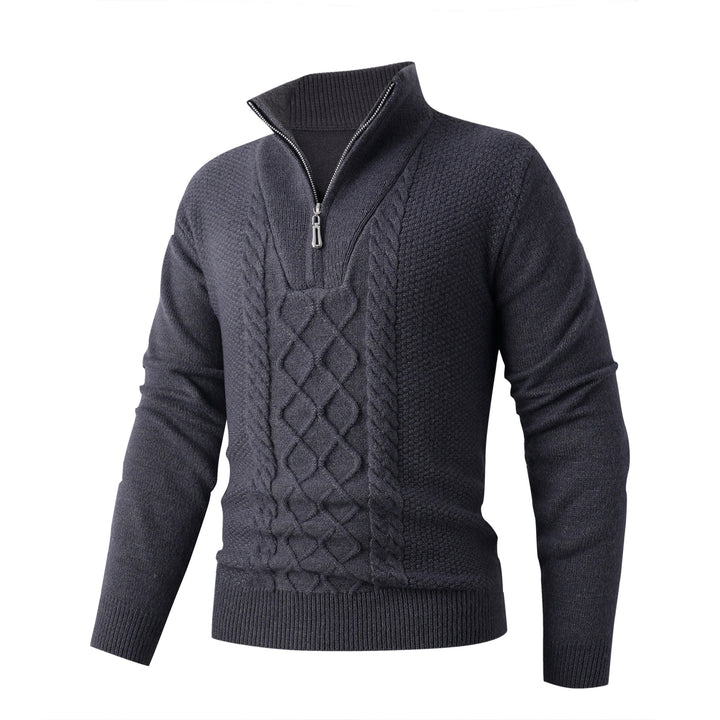 Herren Grobstrickpullover mit modernem Stehkragen und funktionalem Reißverschluss Aliams