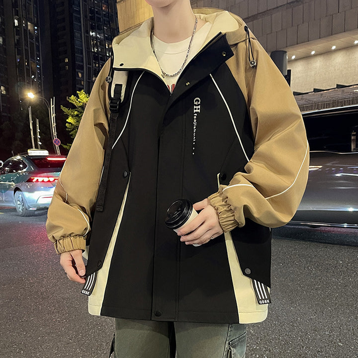 Herren Übergangsjacke mit verstellbarem Kapuzenkragen und funktionalen Taschen Aliams