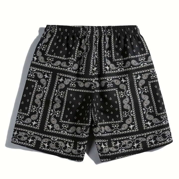 Herren Badeshorts aus atmungsaktivem Material mit modernem Paisleymuster Aliams