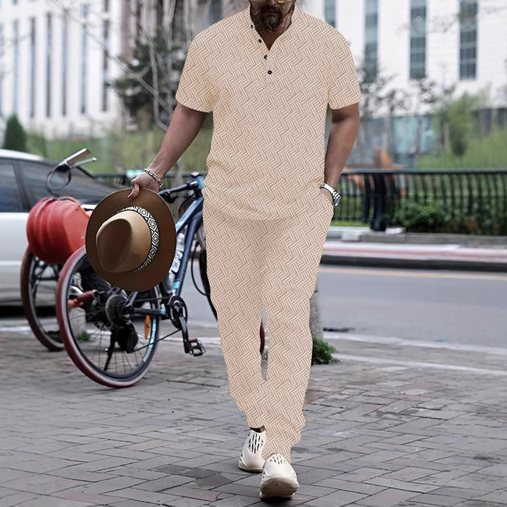 Herren Jumpsuit mit modischem Webmuster und praktischen Taschen Aliams