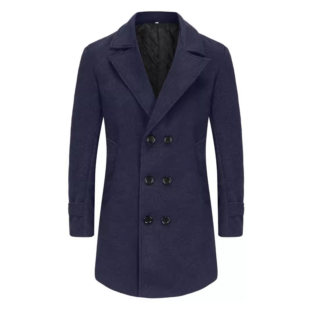 Herren eleganter Doppelreiher-Mantel mit schmalem Schnitt und gefüttertem Innenfutter Aliams