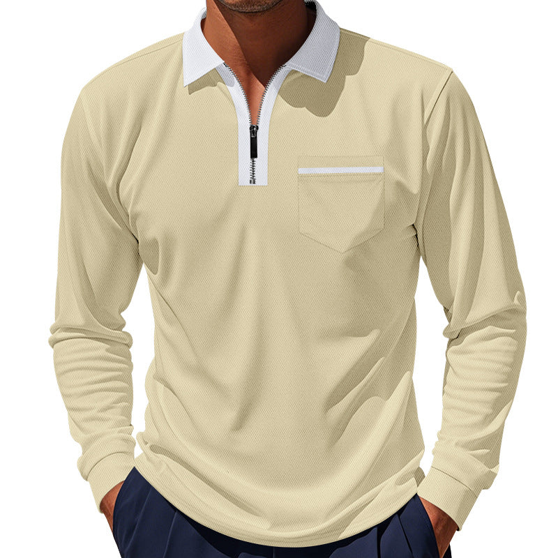 Herren sportliches Langarm-Henley-Shirt mit Reißverschluss und modernem Design Aliams