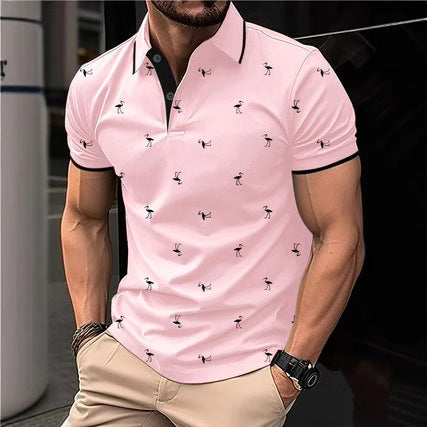 Herren Polohemd mit kurzem Arm und Muster Aliams