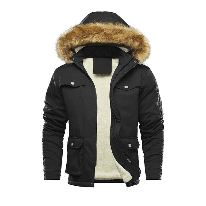 Herren isolierte Winterjacke mit abnehmbarer Kapuze und Futter Aliams