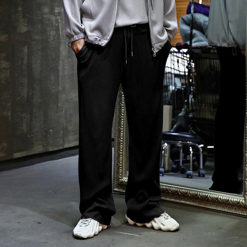 Herren Freizeithose im lässigen Streifenlook mit elastischem Bund und seitlichen Taschen Aliams