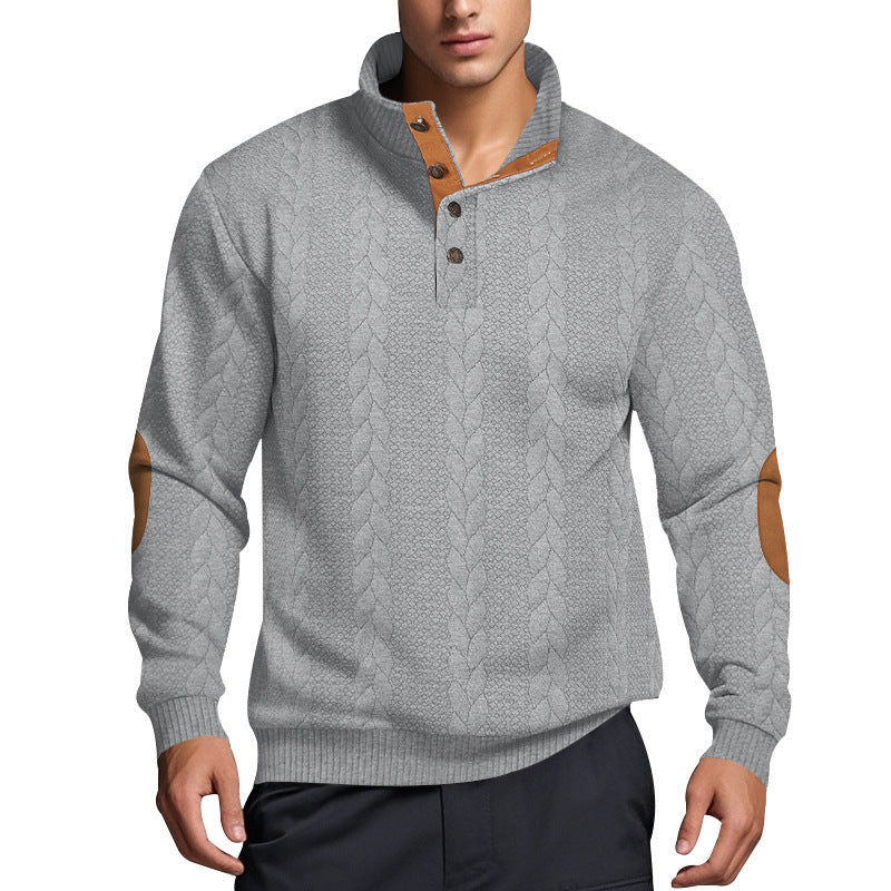 Herren Strickpullover mit hohem Kragen und strukturiertem Muster Aliams
