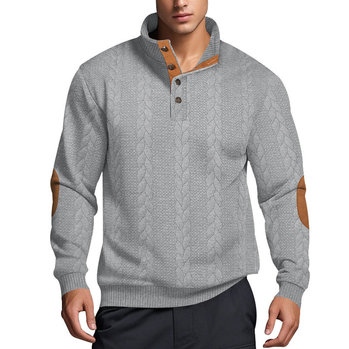 Herren Strickpullover mit hohem Kragen und strukturiertem Muster Aliams