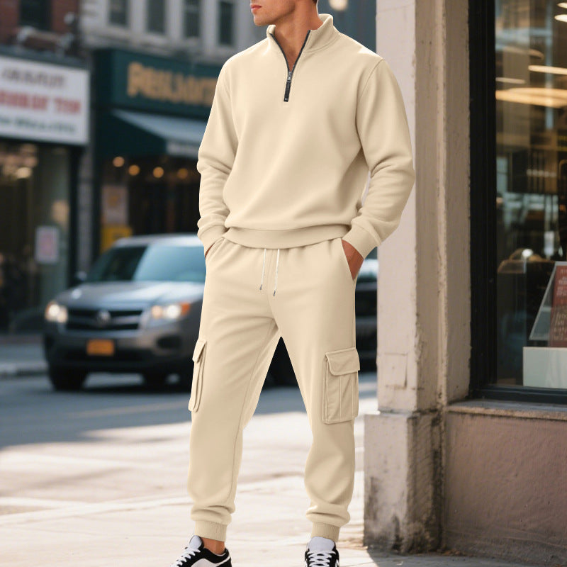 Herren Sportliches Freizeit-Outfit mit Reißverschluss und praktischen Cargo-Taschen Aliams