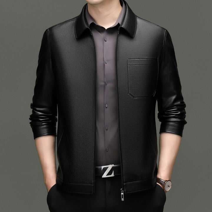 Herren Kunstlederjacke mit modernem Schnitt und praktischen Taschen Aliams