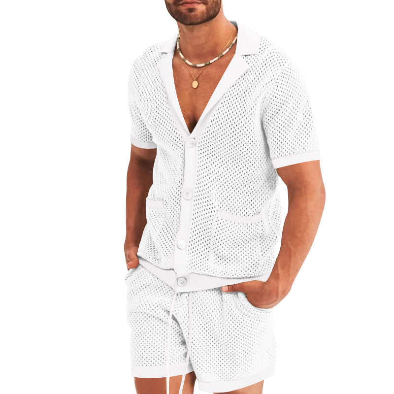 Herren atmungsaktives Künstler-Shorts-Set mit strukturiertem Design Aliams