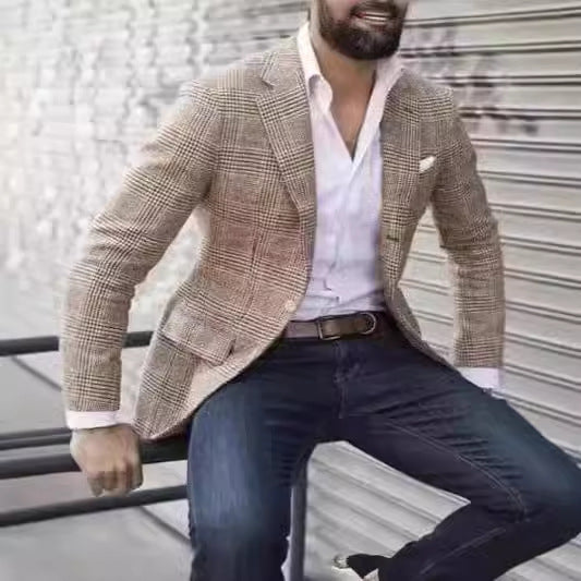 Herren eleganter Leinenblazer mit schmalem Schnitt Aliams