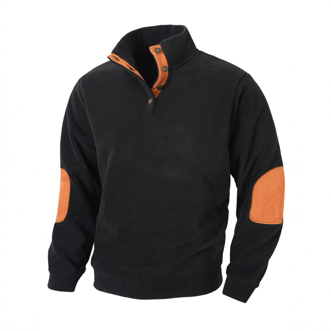 Herren Fleece Pullover mit modischem Stehkragen und Kontrastdetails Aliams