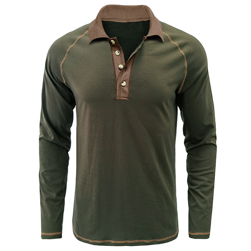 Herren komfortables Langarm-Polohemd mit stylischem Kragen und markantem Kontrast Aliams