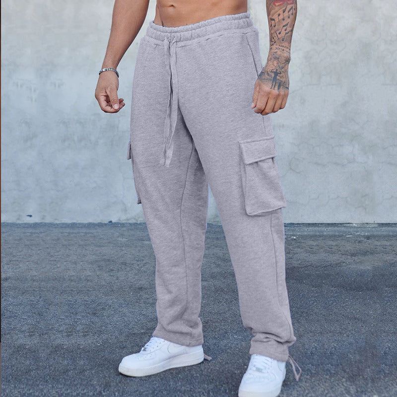 Herren entspannte Cargo-Hose mit praktischem Taschen-Design und elastischem Bund Aliams