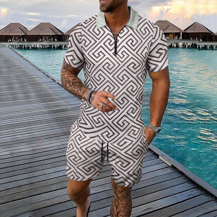 Herren Sportliches Oberteil mit kurzem Reißverschluss und stylischen Shorts Aliams