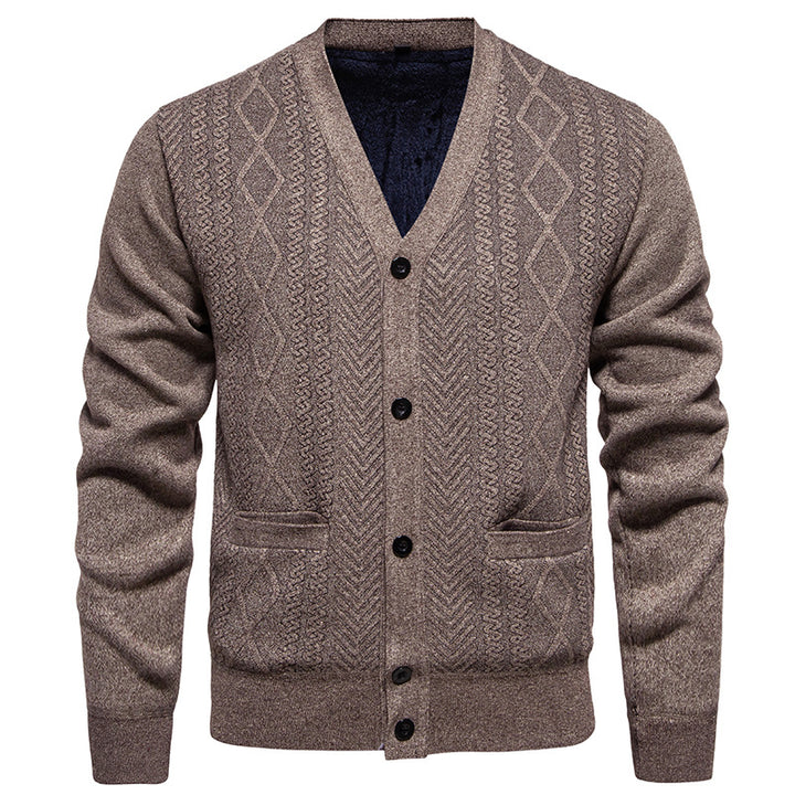 Herren klassische Strickjacke mit strukturiertem Design und praktischen Taschen Aliams