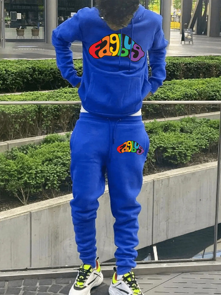 Herren Hoodie und Jogginghose Set mit auffälligem Neon-Logo Aliams