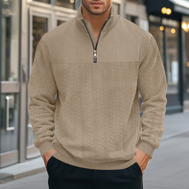 Herren Strickpullover mit modernem Stehkragen und Reißverschluss Aliams