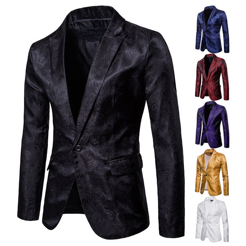 Herren eleganter Jacquard Blazer mit floralem Muster und schimmerndem Finish Aliams