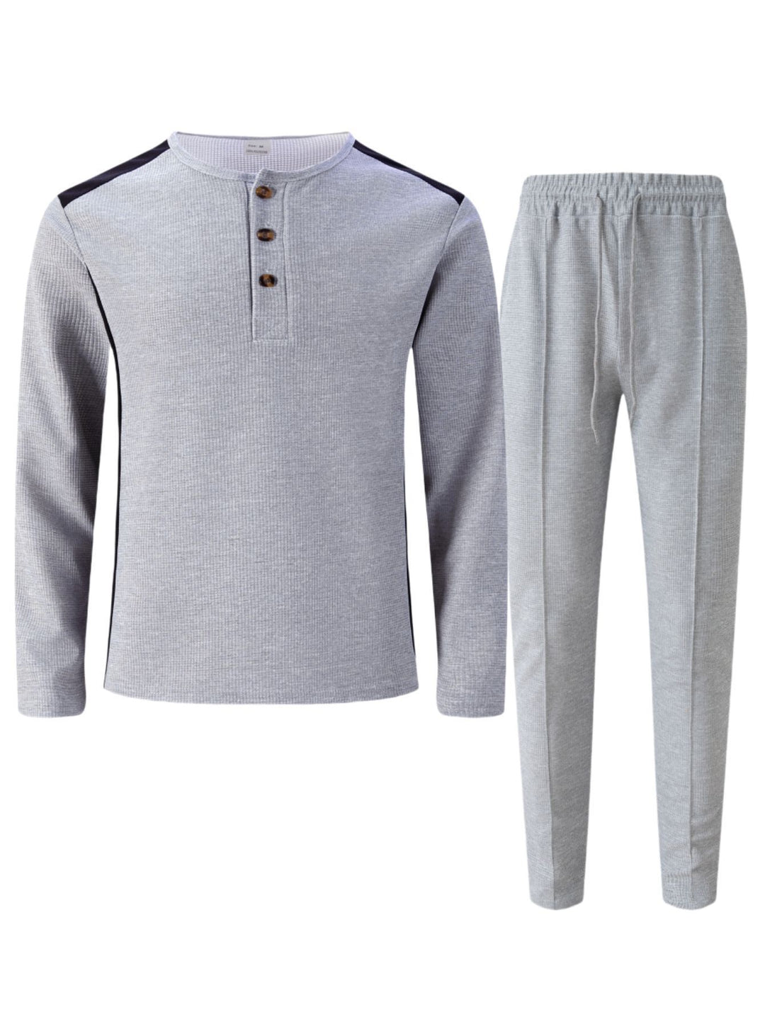 Herren Freizeitanzug mit elegantem Henley-Oberteil und komfortablen Jogginghosen Aliams