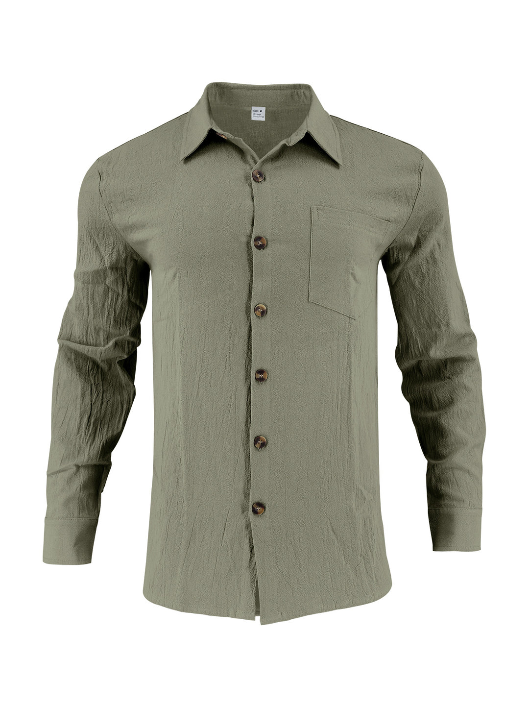 Herren elegantes Langarmhemd aus strukturierter Baumwolle mit praktischer Brusttasche Aliams