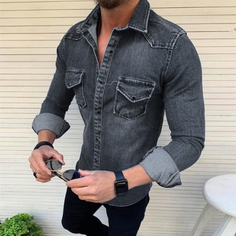 Herren Denim Hemd mit modernem Schnitt und praktischen Brusttaschen Aliams