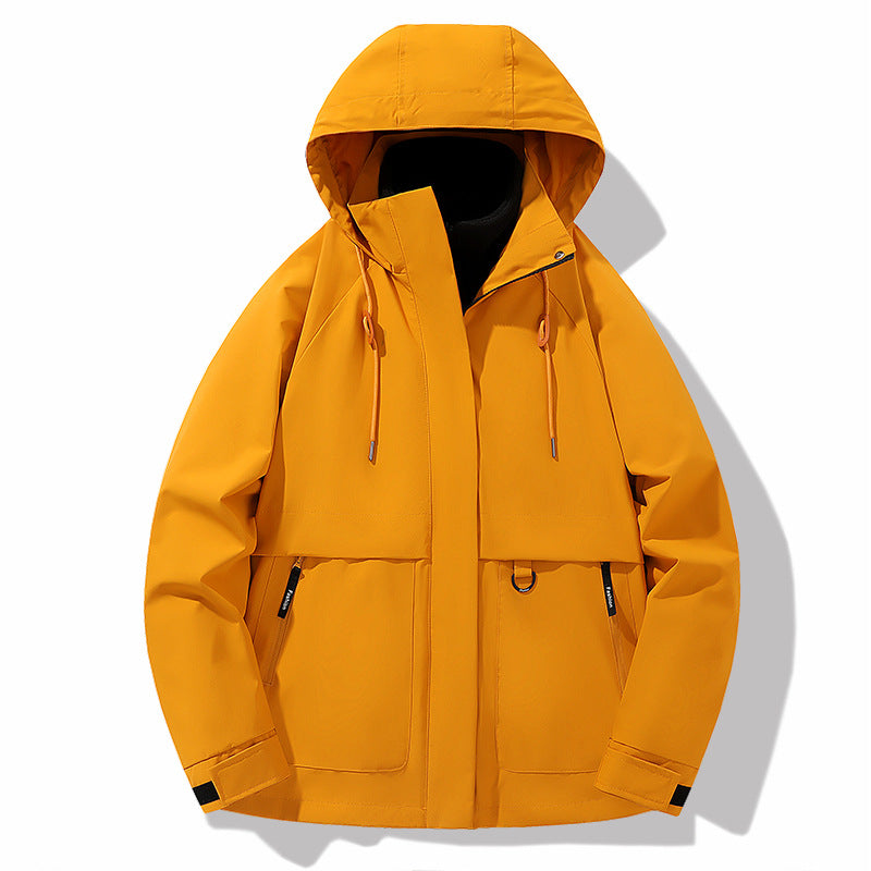 Herren wetterfeste Outdoor-Jacke mit verstellbarer Kapuze und praktischen Taschen Aliams