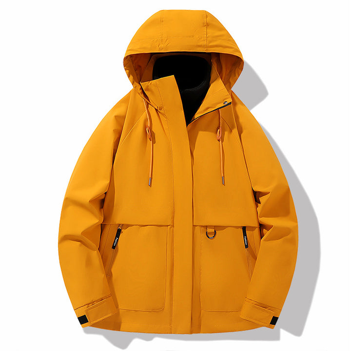 Herren wetterfeste Outdoor-Jacke mit verstellbarer Kapuze und praktischen Taschen Aliams
