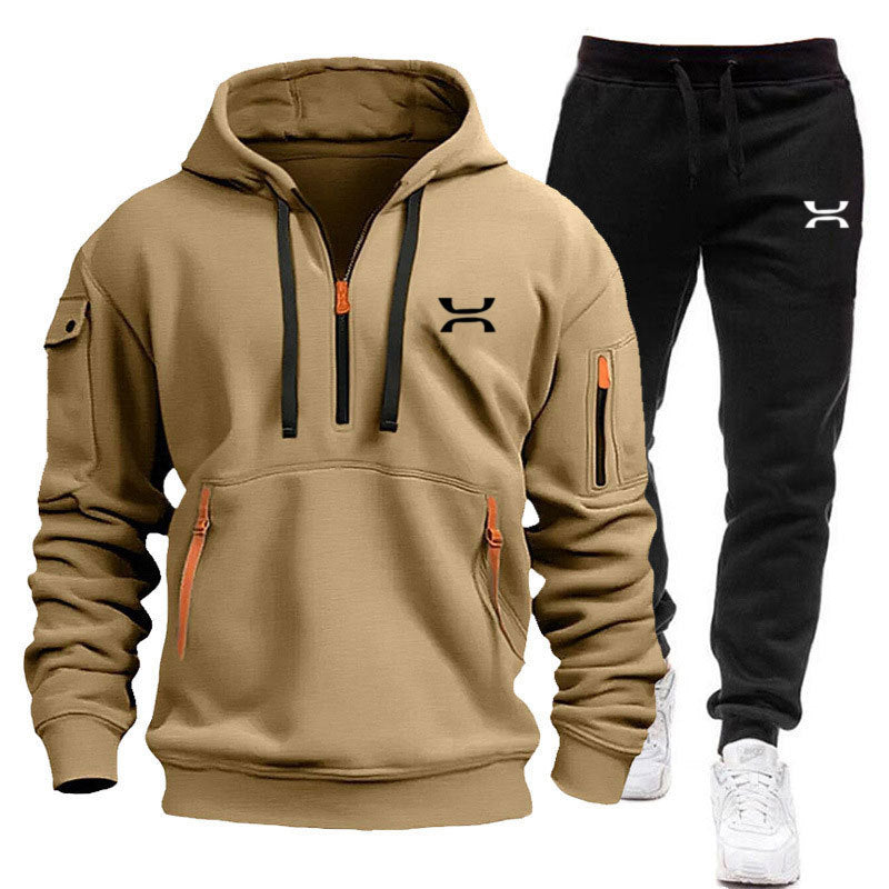 Herren sportliches Hoodie- und Jogginganzug-Set mit funktionalen Taschen und sportlichem Schnitt Aliams