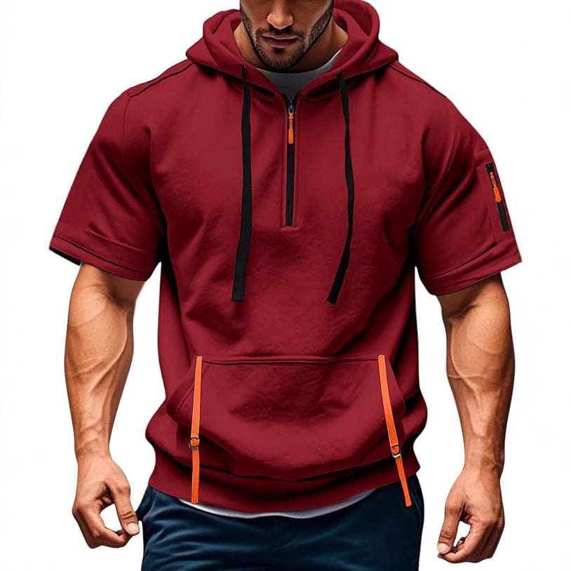 Herren Kurzarm-Hoodie mit praktischem Reißverschluss Aliams