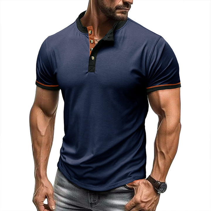 Herren Kurzarm-Henley-Shirt mit strukturiertem Kragen Aliams