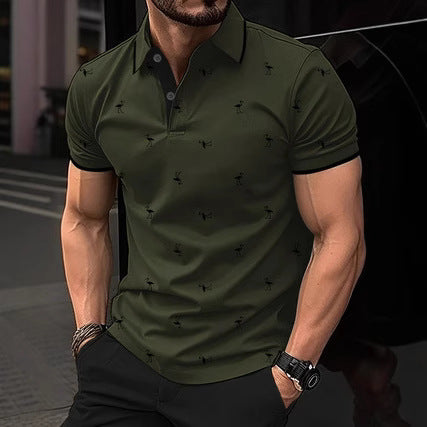 Herren Polohemd mit kurzem Arm und Muster Aliams