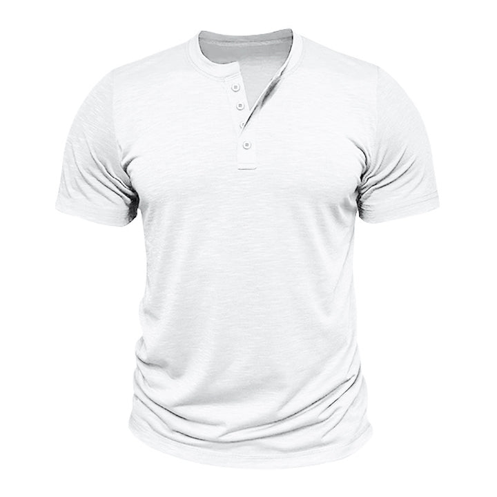 Herren Kurzarm-Henley-T-Shirt mit hochwertigem, atmungsaktivem Baumwollmix Aliams