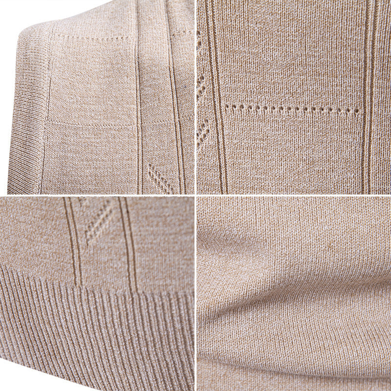 Herren ärmellose Strickjacke mit V-Ausschnitt und strukturiertem Design Aliams