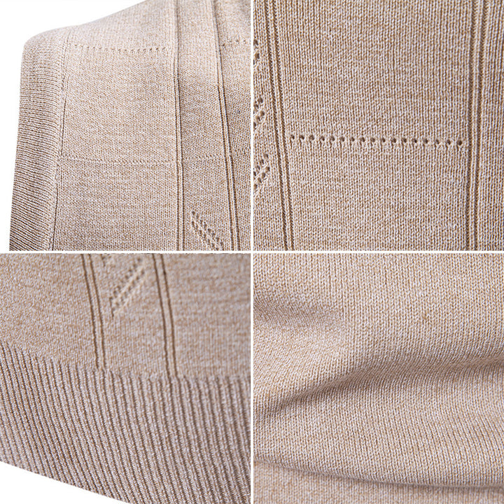 Herren ärmellose Strickjacke mit V-Ausschnitt und strukturiertem Design Aliams