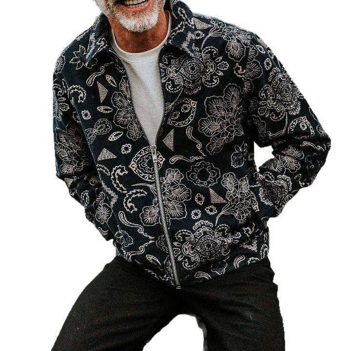 Herren Zip-Jacke mit floralem Design und praktischen Taschen Aliams