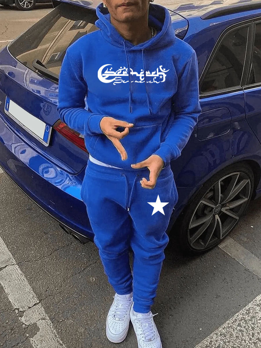 Herren Kapuzenpullover und Jogginghose Set mit stylischem Sternenmuster Aliams
