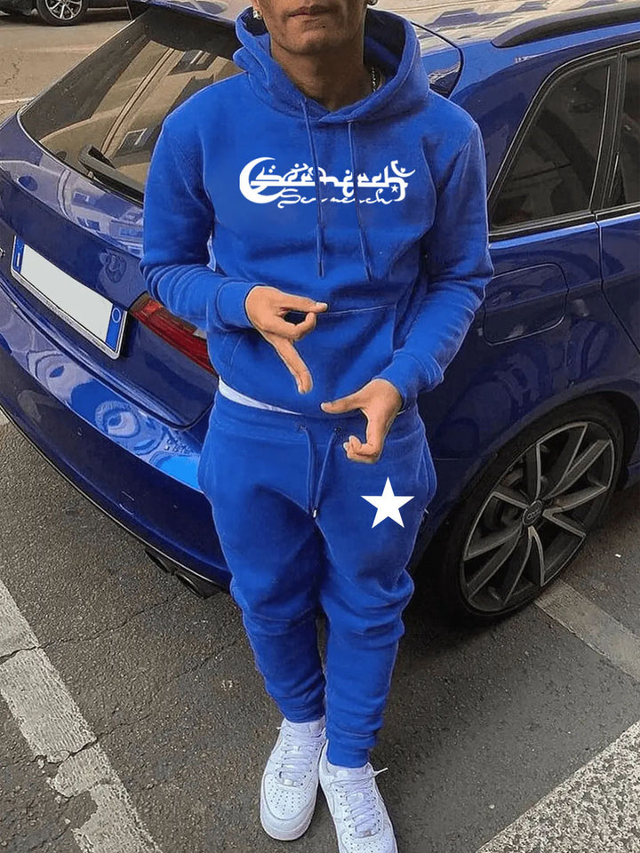 Herren Kapuzenpullover und Jogginghose Set mit stylischem Sternenmuster Aliams