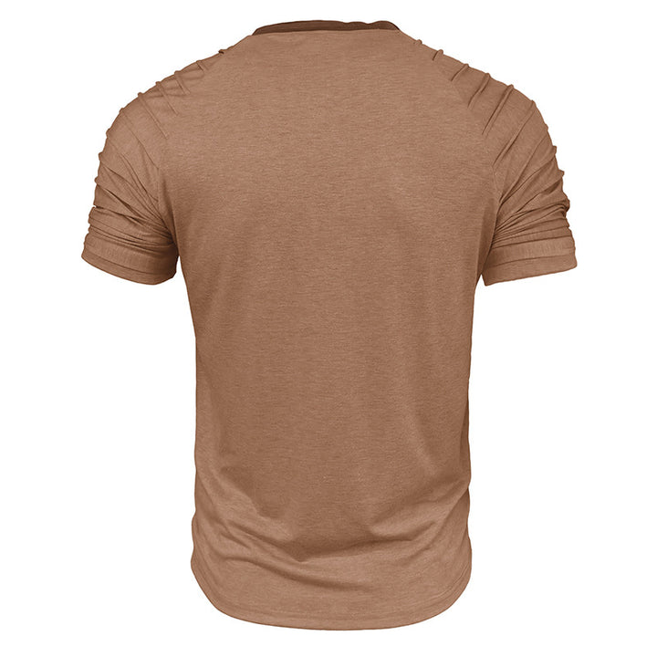 Herren Kurzarm-Henley-Shirt mit eleganter Knopfleiste und modischen Akzenten Aliams