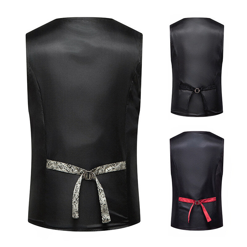 Herren elegante Brokatweste mit kunstvollem Muster und doppelter Knopfleiste Aliams