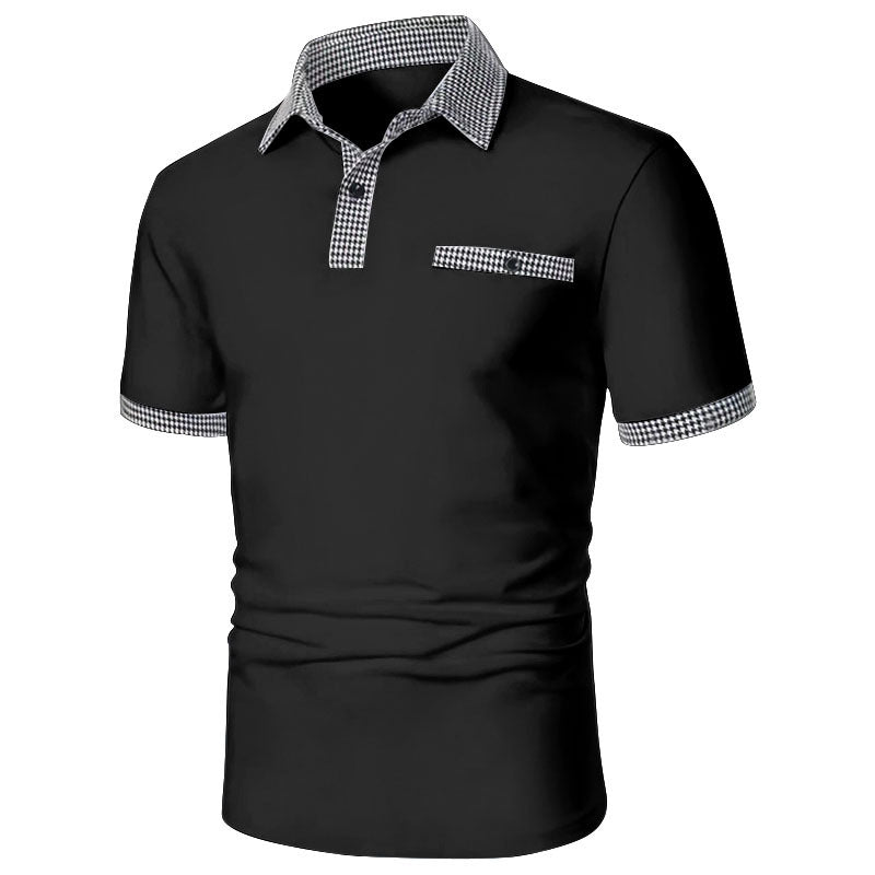 Stylisches Kurzarm-Polohemd für Herren mit karierten Akzenten Aliams