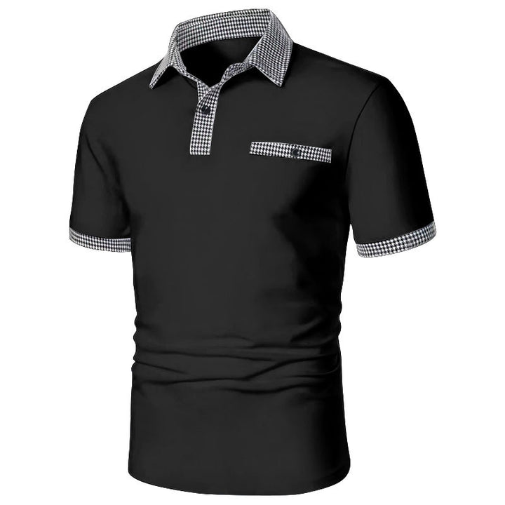 Stylisches Kurzarm-Polohemd für Herren mit karierten Akzenten Aliams