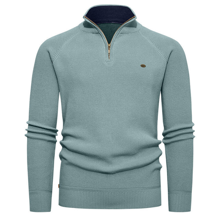 Herren Strickpullover mit Stehkragen und Reißverschluss Aliams