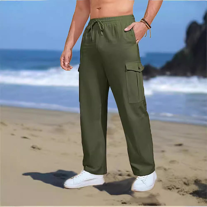 Herren Casual Cargo-Hose mit verstellbarem Bund und funktionalen Seitentaschen Aliams
