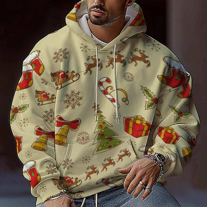Herren Weihnachts-Hoodie mit farbenfrohem grafischen Design und bequemer Passform Aliams