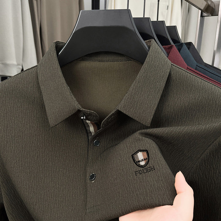 Herren elegantes Langarm Poloshirt mit strukturiertem Material und sportlichem Design Aliams