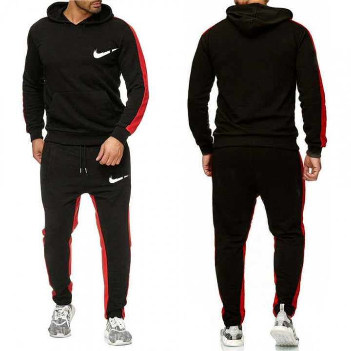 Herren Sportliches Hoodie- und Jogginganzug-Set mit Kontraststreifen Aliams
